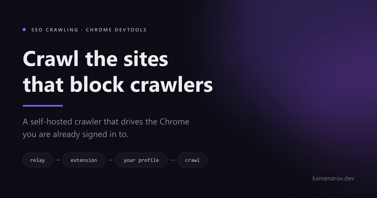 Cover reading 'Crawl the sites that block crawlers', with the steps relay, extension, your profile and crawl.